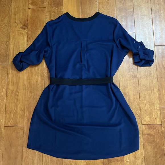 Express Blue & Black V-Neck Midi Dress Size XL Business Casual Corpcore Academia - Picture 7 of 9
